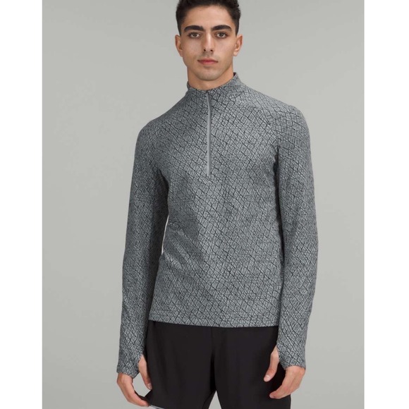 Lululemon Other - Lululemon Men's M Surge Warm Grey Geometric Grid Quarter Zip Pullover Sweatshirt